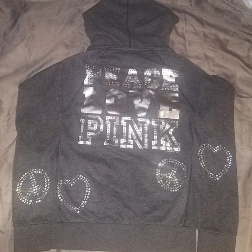 ⏳️LAST CHANCE AT THIS PRICE!!⏳️ PINK VS RARE 'Peace+Love' Zipup Hoodie - Picture 6 of 7